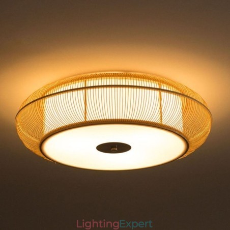 Chinese Special Bamboo Flush Mount Creative Japanese Round Ceiling Light