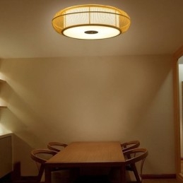 Chinese Special Bamboo Flush Mount Creative Japanese Round Ceiling Light