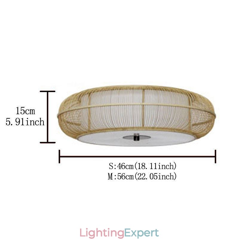 Chinese Special Bamboo Flush Mount Creative Japanese Round Ceiling Light