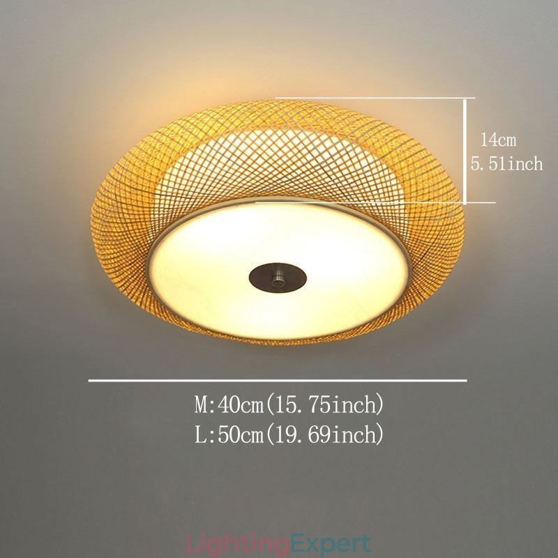Modern Bamboo Flush Mount Chinese Woven Ceiling Lighting