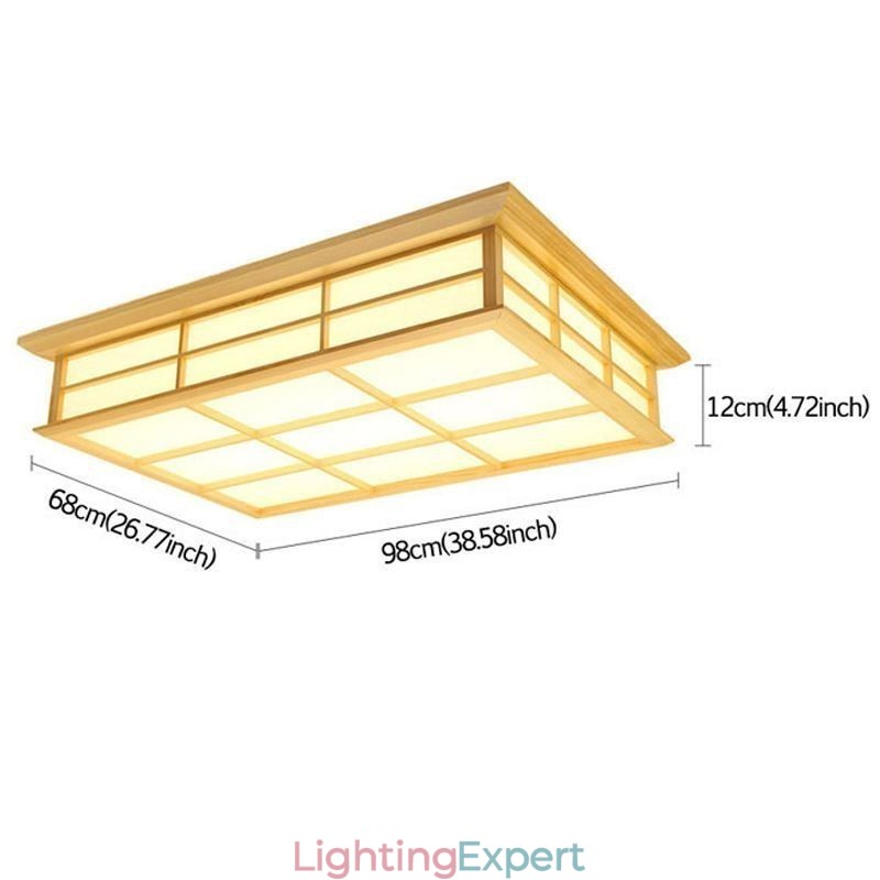 Japanese Cuboid Ceiling Light Solid Wood Ceiling Lighting