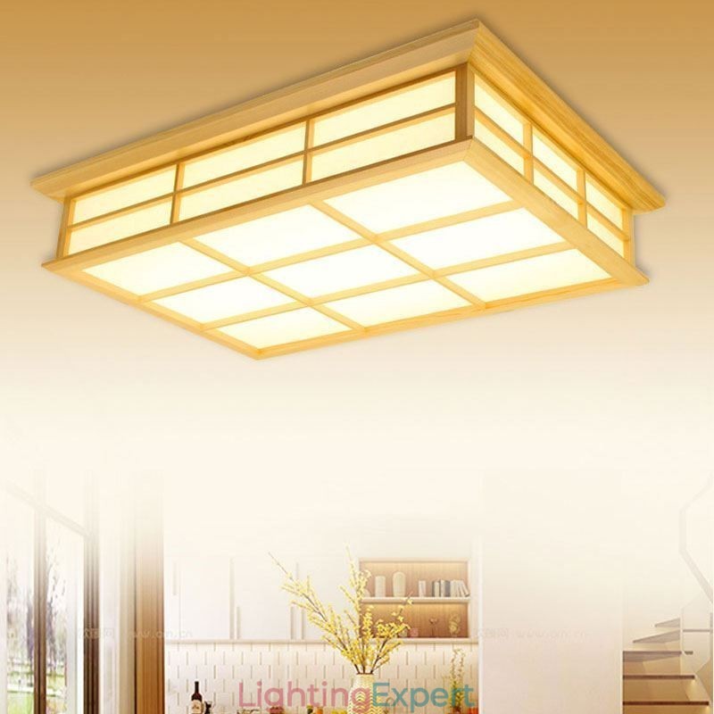 Japanese Cuboid Ceiling Light Solid Wood Ceiling Lighting