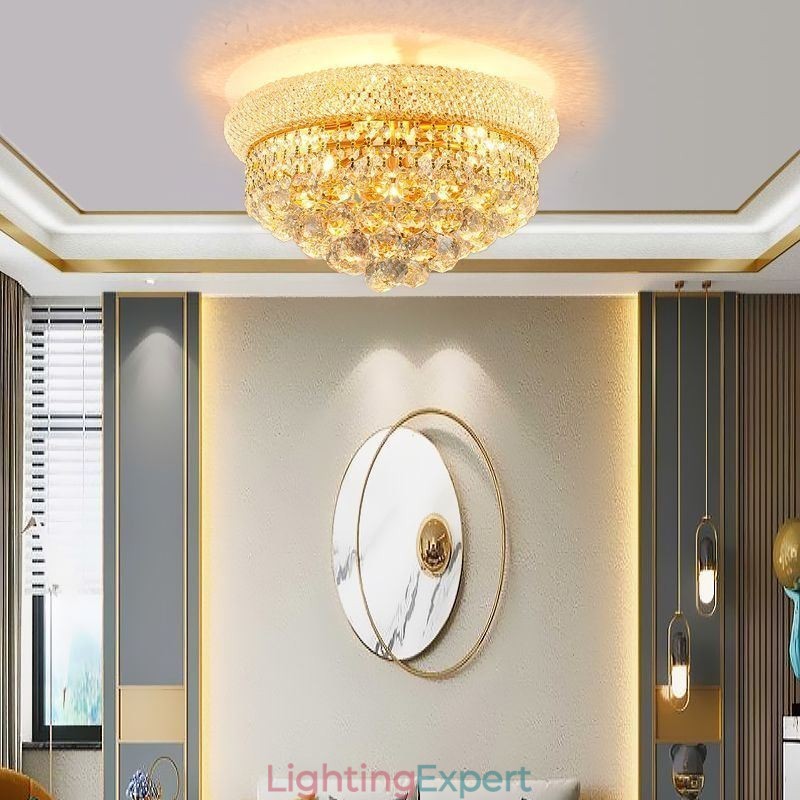 European Flush Mount Light Luxury Crystal Ceiling Light