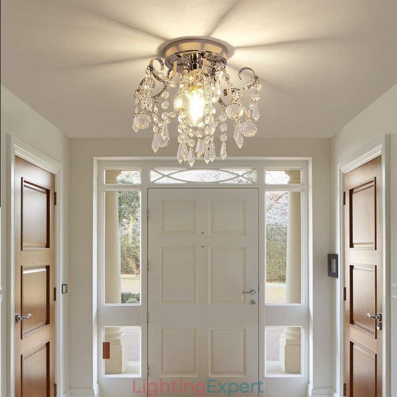 Modern Minimalist Flush Mount Single Crystal Ceiling Light