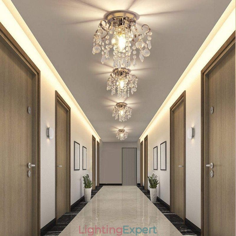 Modern Minimalist Flush Mount Single Crystal Ceiling Light