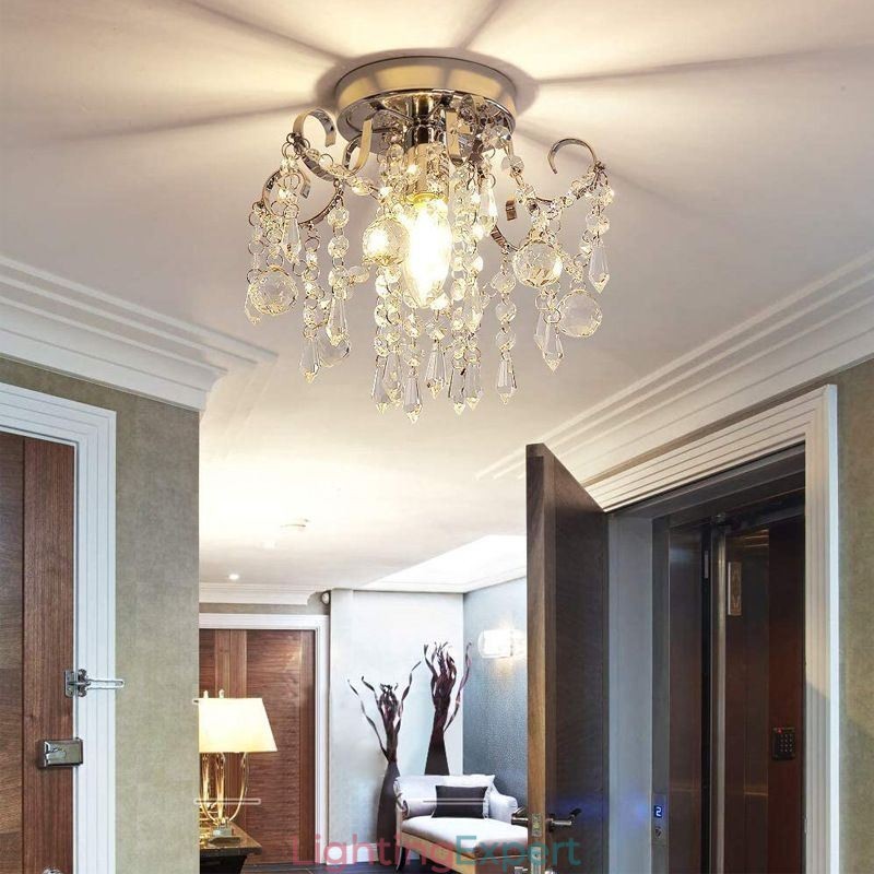 Modern Minimalist Flush Mount Single Crystal Ceiling Light