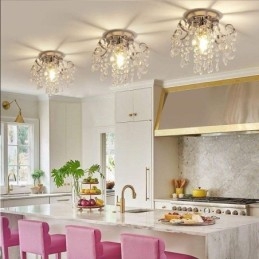 Modern Minimalist Flush Mount Single Crystal Ceiling Light