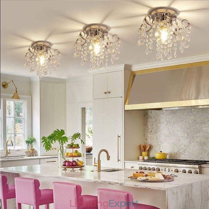 Modern Minimalist Flush Mount Single Crystal Ceiling Light