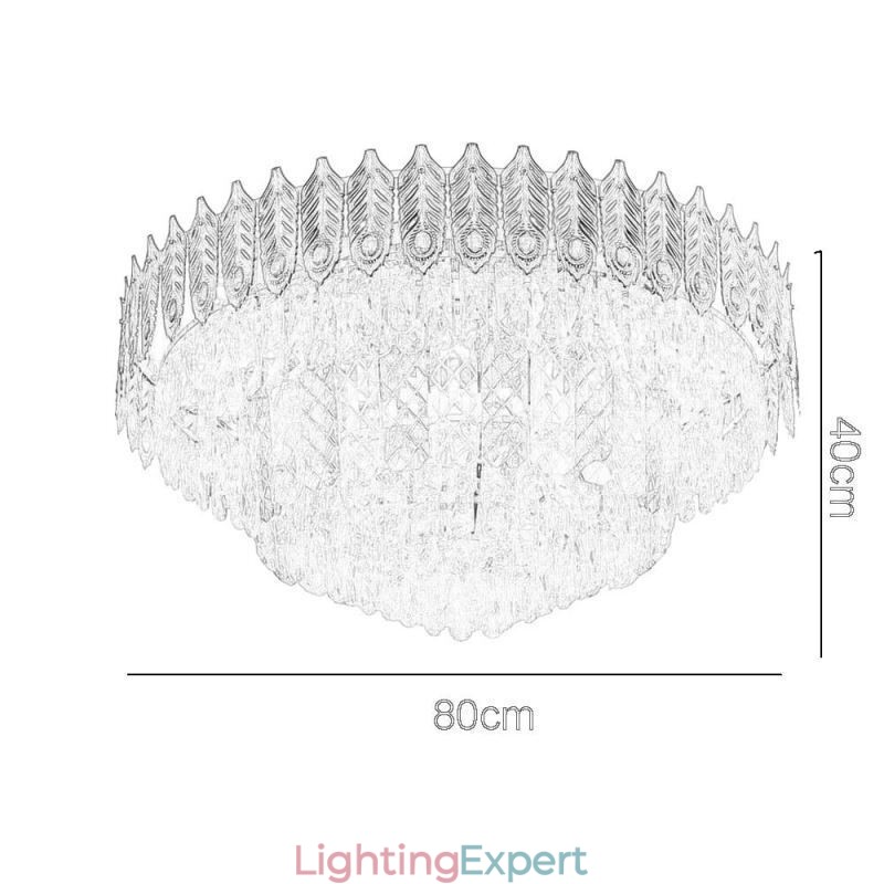 Crystal Flush Mount Round Electroplated Phoenix Tail Gold Luxury Decrative Ceiling Light