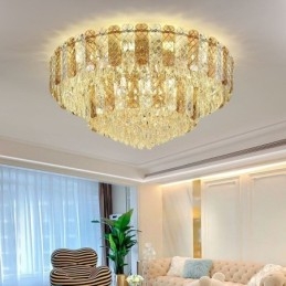 Crystal Flush Mount Double Layer Round Luxury Decrative Ceiling Light 80cm
