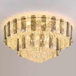 Crystal Flush Mount Double Layer Round Luxury Decrative Ceiling Light 80cm