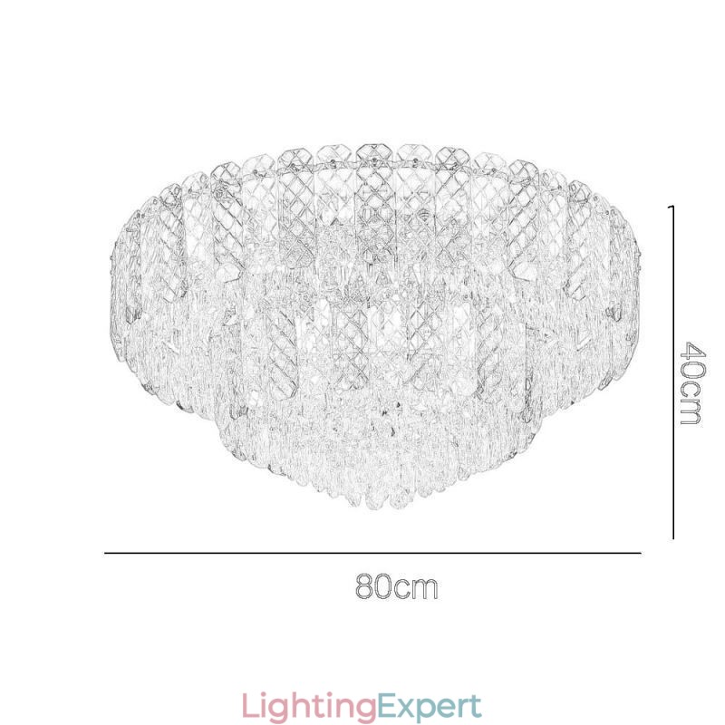 Crystal Flush Mount Double Layer Round Luxury Decrative Ceiling Light 80cm