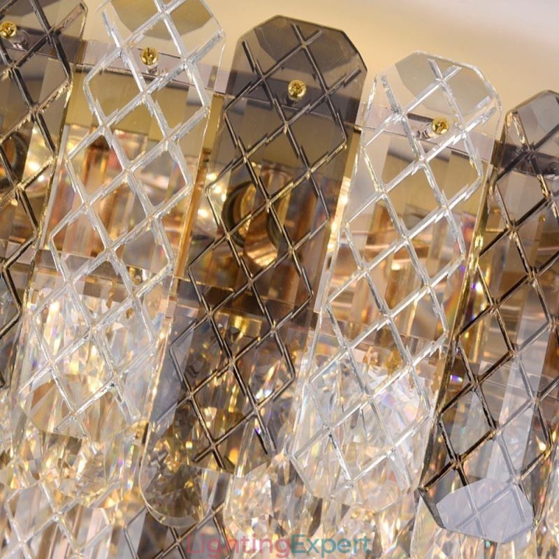 Crystal Flush Mount Double Layer Round Luxury Decrative Ceiling Light 80cm