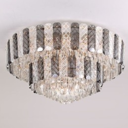 Crystal Flush Mount Double Layer Round Luxury Decrative Ceiling Light 80cm