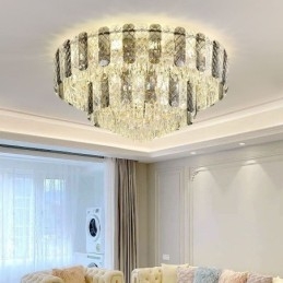 Crystal Flush Mount Double Layer Round Luxury Decrative Ceiling Light 80cm