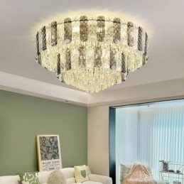 Crystal Flush Mount Double Layer Round Luxury Decrative Ceiling Light 80cm