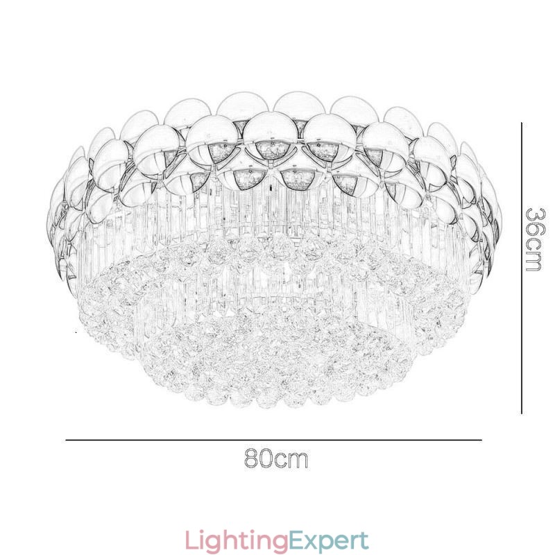 Crystal Flush Mount Round Electroplated Gold Luxury Decrative Ceiling Light 80cm