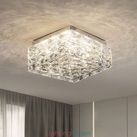 Crystal Ceiling Light Flush Mount Three Color Dimmable