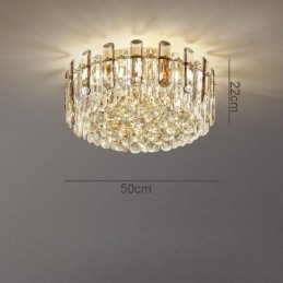 Crystal Flush Mount Smoke Gray Round Crystal Decoration Ceiling Light