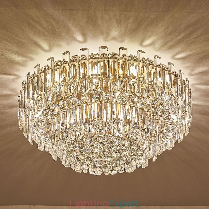 Luxury Crystal Flush Mount Round Crystal Decoration Ceiling Light