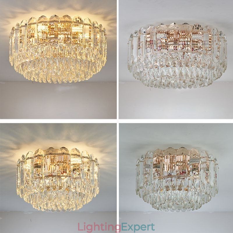 Crystal Flush Mount Round Crystal Decoration Ceiling Lighting Fixtures