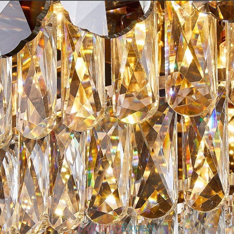 Crystal Flush Mount Smoky Gray Round Crystal Decoration Ceiling Light