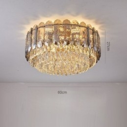 Crystal Flush Mount Smoky Gray Round Crystal Decoration Ceiling Light