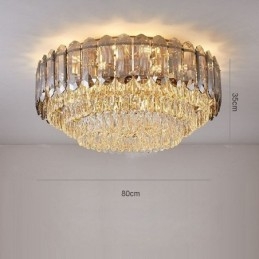 Crystal Flush Mount Smoky Gray Round Crystal Decoration Ceiling Light