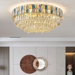 Crystal Flush Mount Round Crystal Decoration Ceiling Light Crystal Shell Lampshade