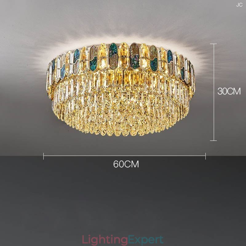 Crystal Flush Mount Round Crystal Decoration Ceiling Light Crystal Shell Lampshade