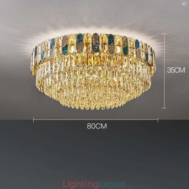 Crystal Flush Mount Round Crystal Decoration Ceiling Light Crystal Shell Lampshade
