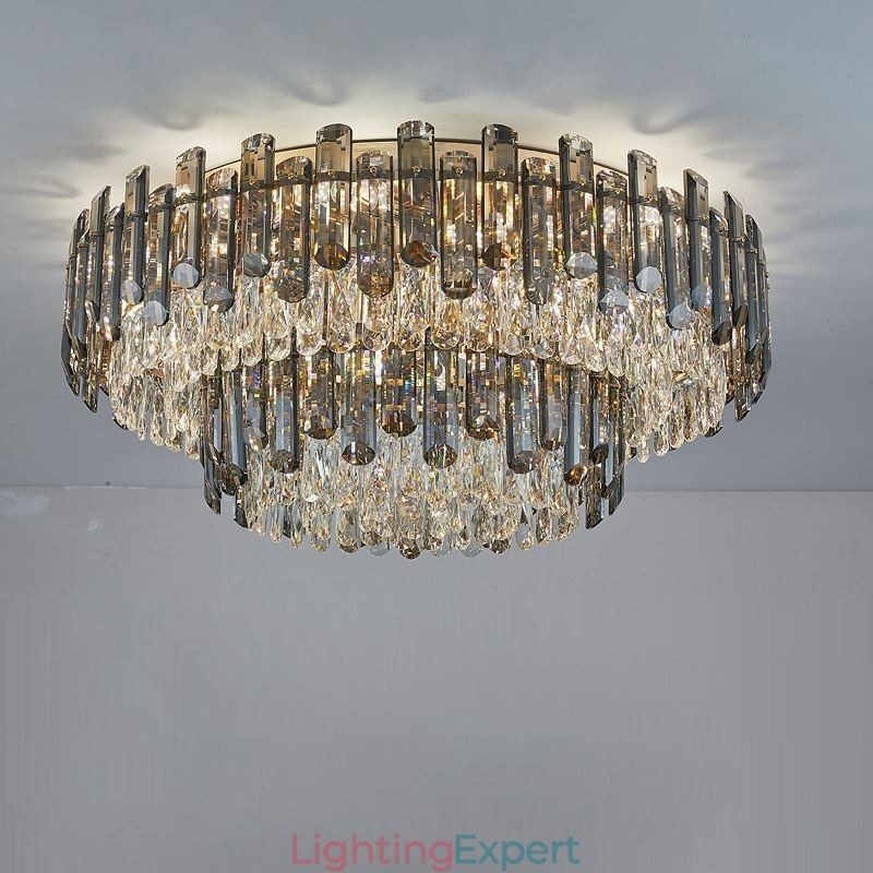 Crystal Flush Mount Simple Modern Round Ceiling Light Dining Light