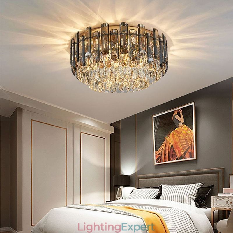 Crystal Ceiling Light Simple Modern Round Flush Mount Decorative Light