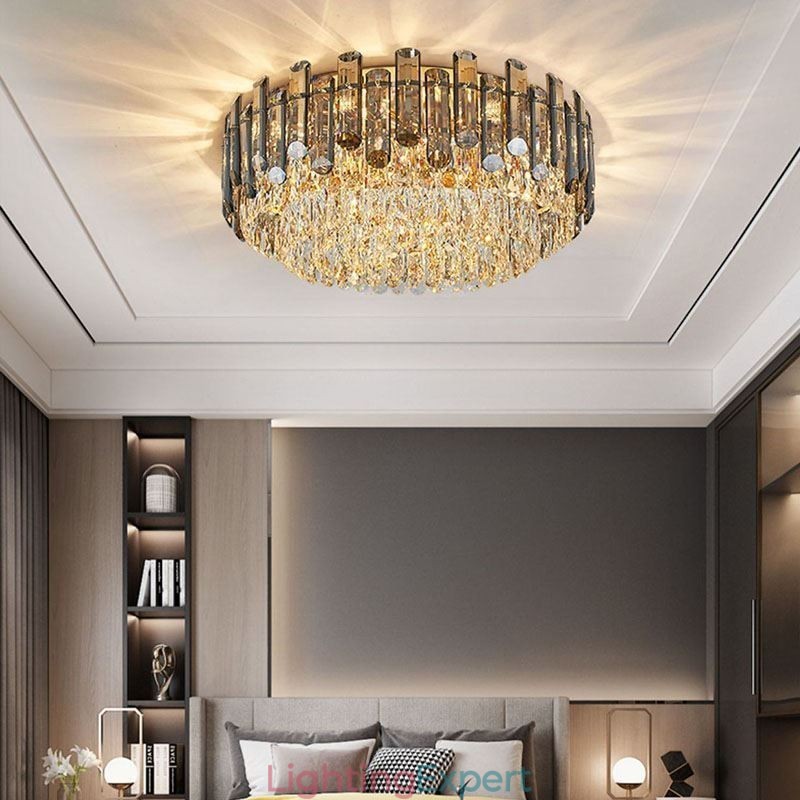 Crystal Ceiling Light Simple Modern Round Flush Mount Decorative Light