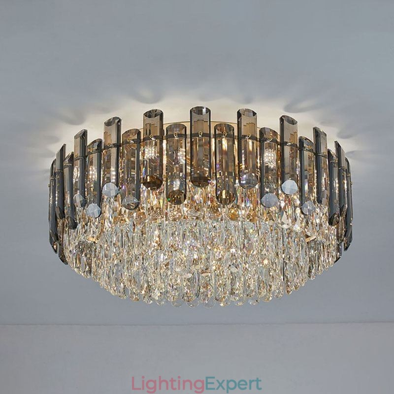 Crystal Ceiling Light Simple Modern Round Flush Mount Decorative Light
