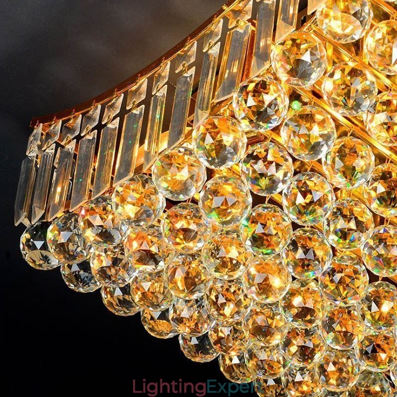European Crystal Flush Mount Rectangle Chandelier