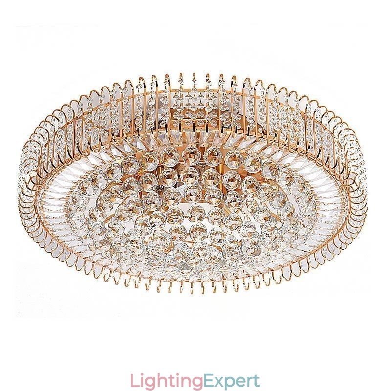 European Style Flush Mount Round Crystal Ceiling Light