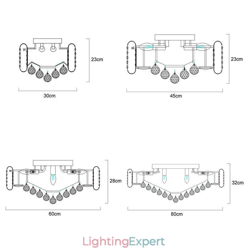 European Style Flush Mount Round Crystal Ceiling Light