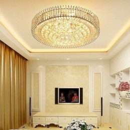 European Style Flush Mount Round Crystal Ceiling Light