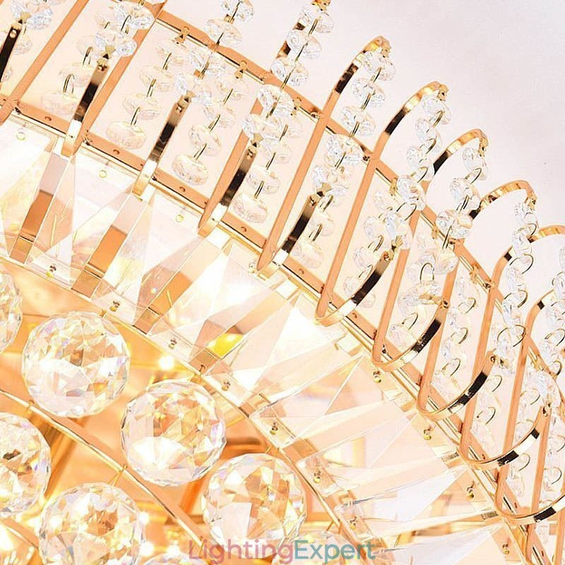 European Style Flush Mount Round Crystal Ceiling Light
