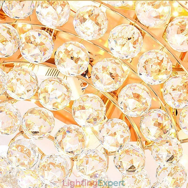 European Style Flush Mount Round Crystal Ceiling Light