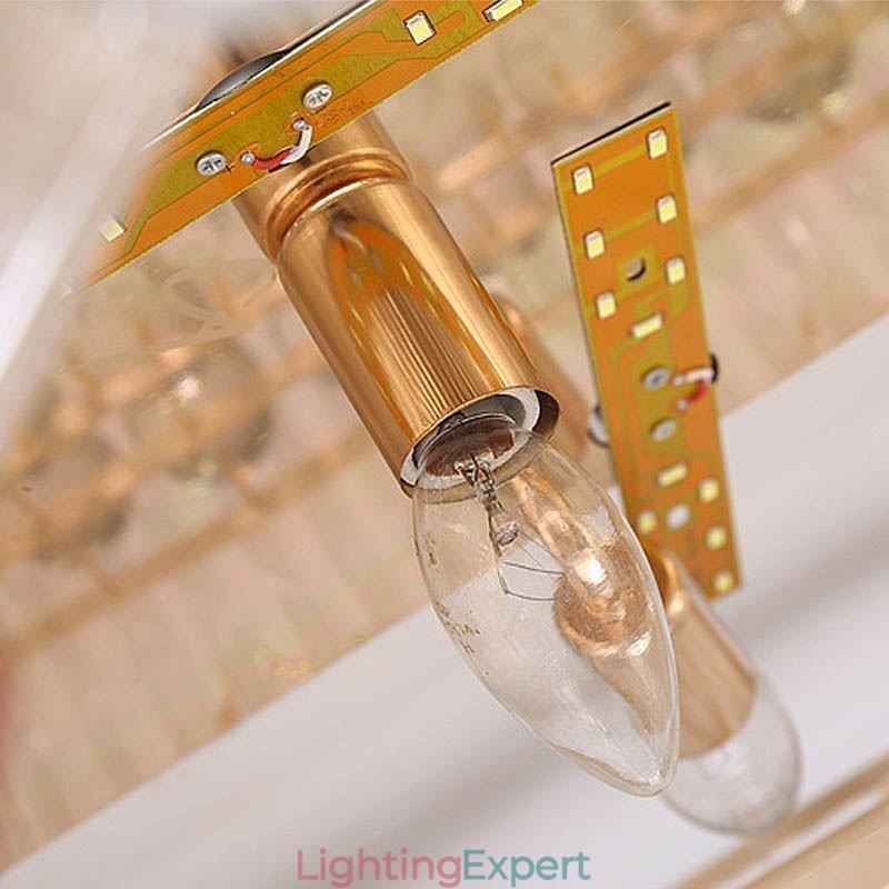 European Style Flush Mount Round Crystal Ceiling Light