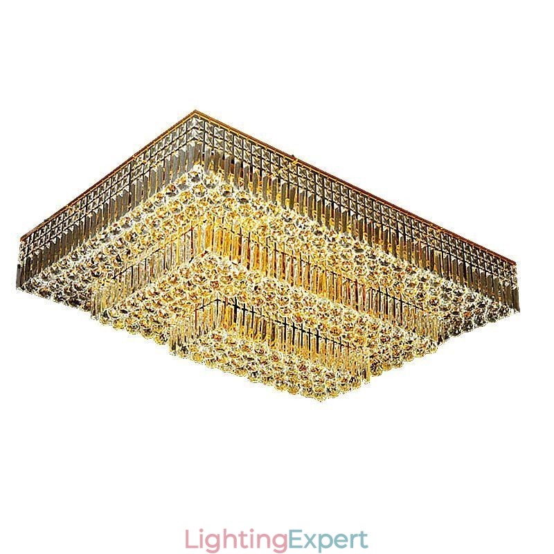 Modern Flush Mount Three Tiers Crystal Chandelier