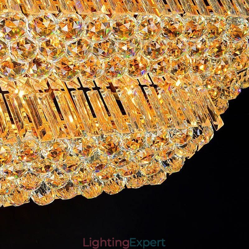 Modern Flush Mount Three Tiers Crystal Chandelier