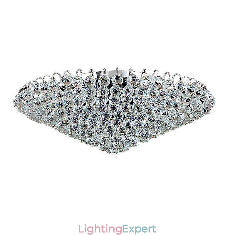 European Style Crystal Flush Mount Round Shape Ceiling Light