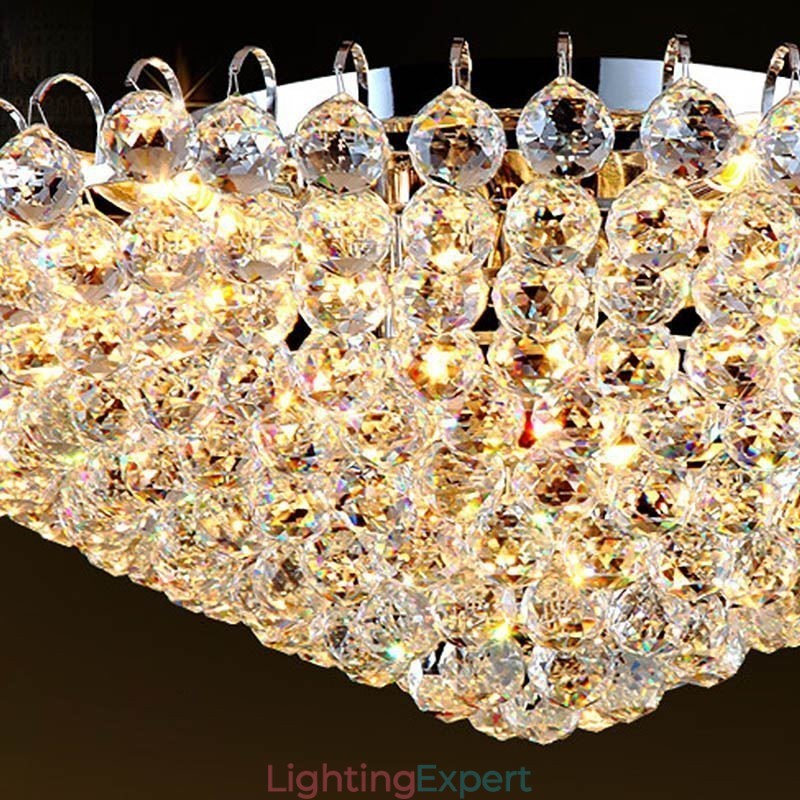 European Style Crystal Flush Mount Round Shape Ceiling Light