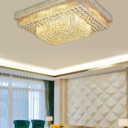 European Flush Mount Square Crystal Chandelier