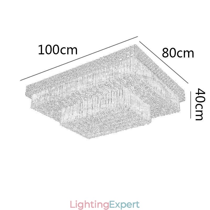 European Flush Mount Square Crystal Chandelier