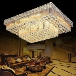 European Flush Mount Square Crystal Chandelier