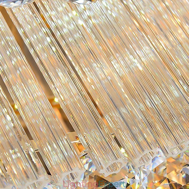 European Flush Mount Square Crystal Chandelier